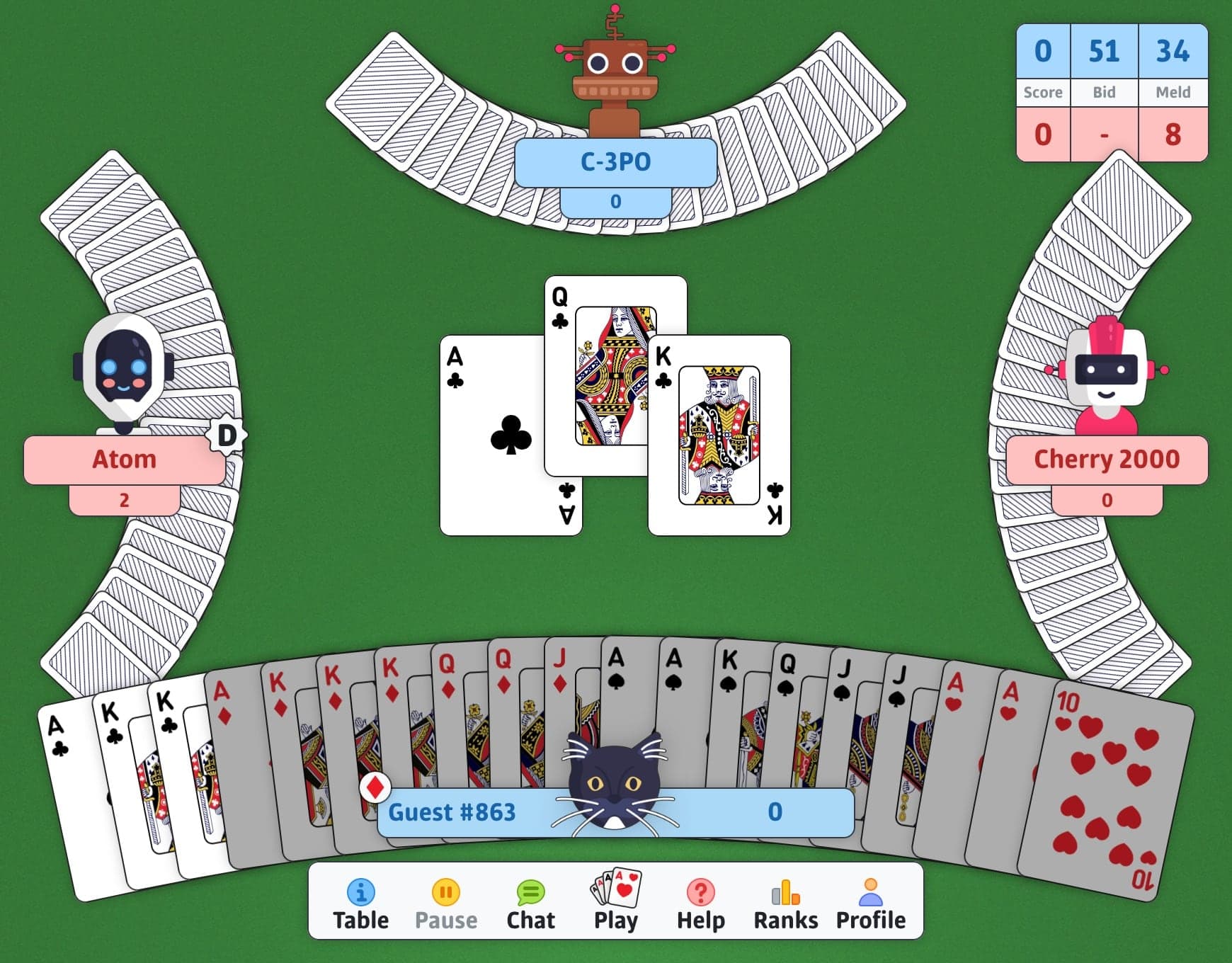 Play double deck pinochle