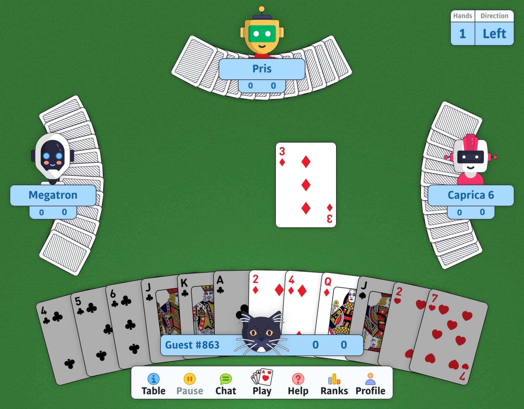 Hearts spielen